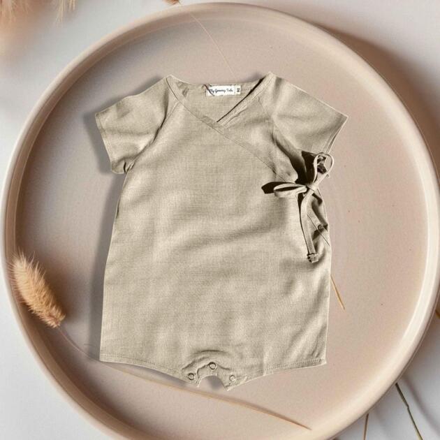 Summer Wrap Romper – Cotton & Linen Blend
