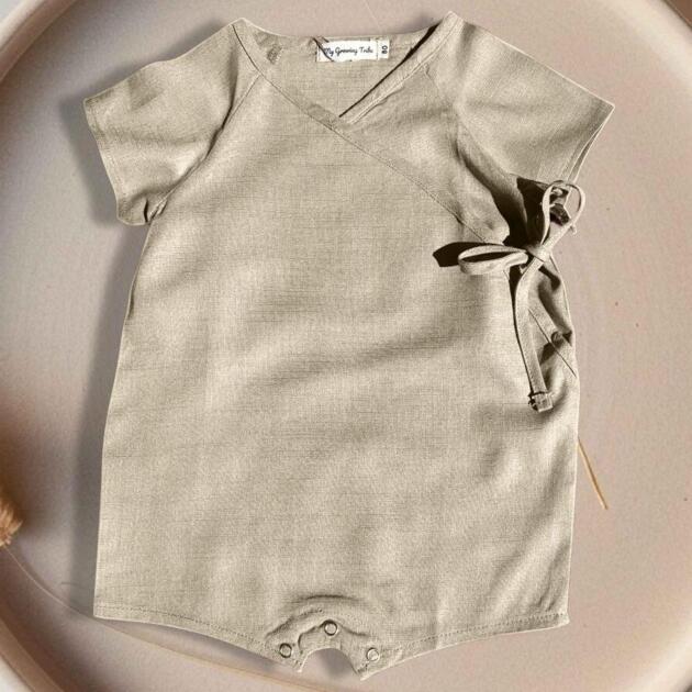Summer Wrap Romper – Cotton & Linen Blend
