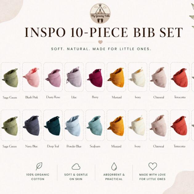 10-Piece Muslin Bandana Bib Set